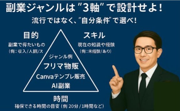 副業ジャンルは3軸での画像